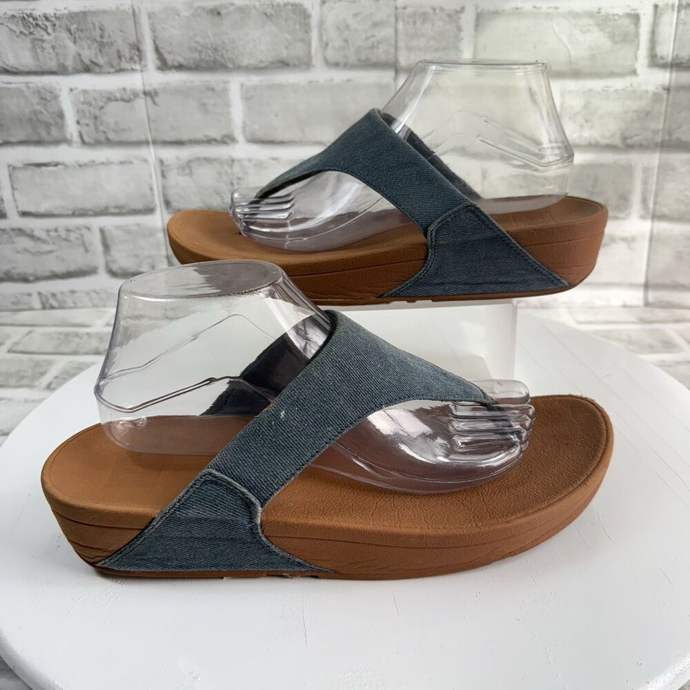 FitFlop The Skinny Toe Post Women's Size 10 Denim Blue Thong Flip Flop Sandals